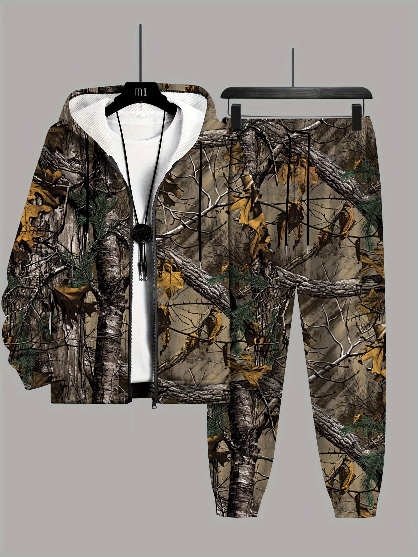 Large Size Casual 3D Digital Print Hoodie and Pants Suit Polyester