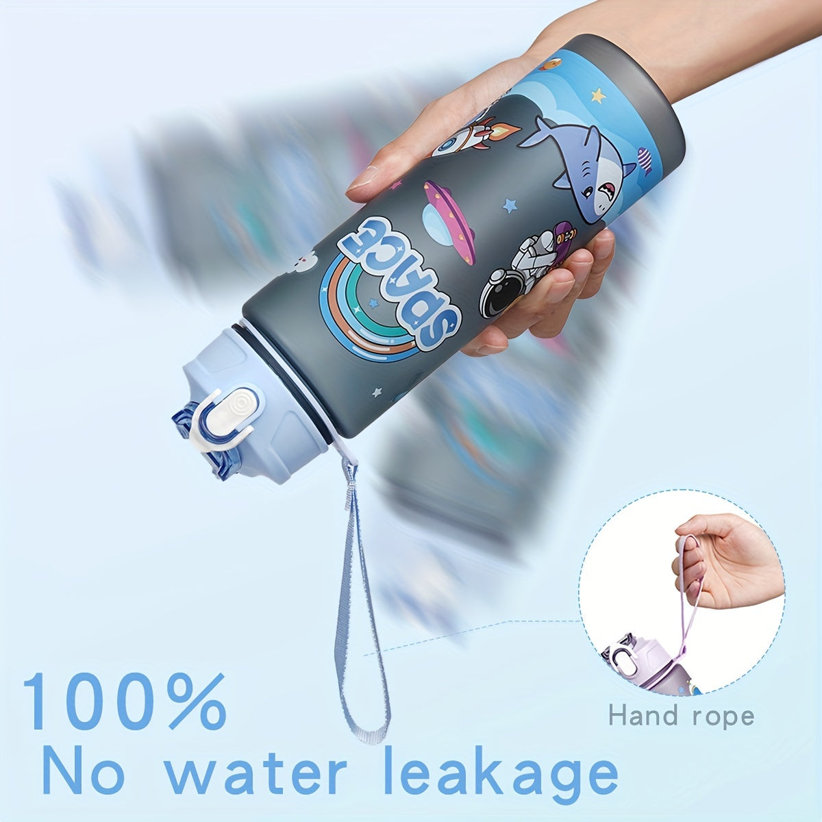 21oz BPA-Free Plastic Water Bottle with Straw for Kids and Outdoor Activities Space Design