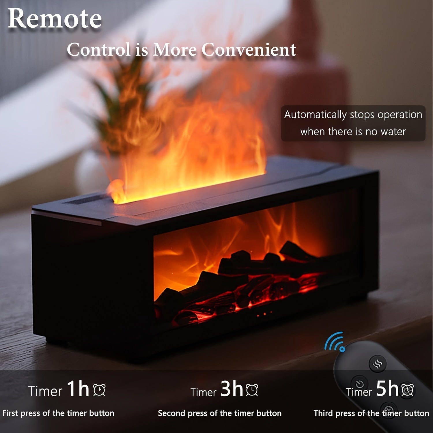 Aromatherapy Diffuser with Flame Light 150ml Cool Mist Humidifier Remote Control