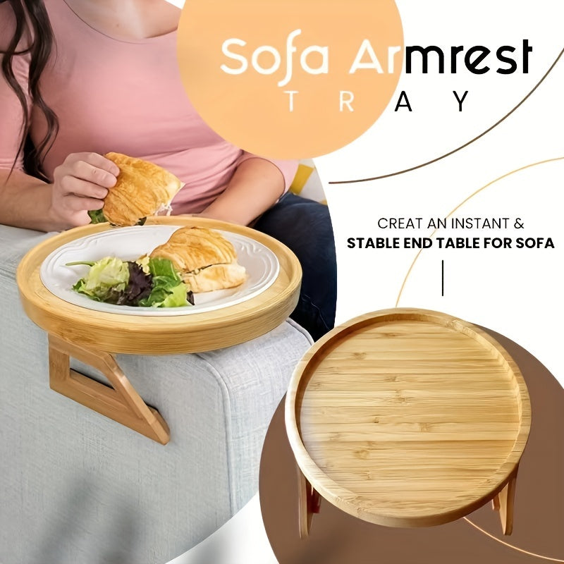 Bandeja de brazo de sofá plegable de bambú, mesa auxiliar lateral de 9.84x5.12 pulgadas, madera dura duradera