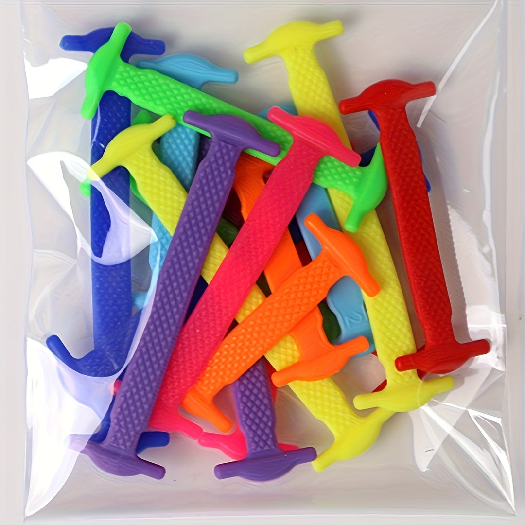 16-Pack Elastic No-Tie Lazy Shoe Laces for Sneakers, Slip-On Sports Shoes