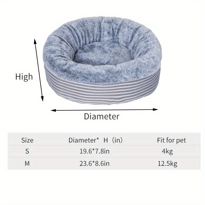 Round Plush Cat Bed with Semi-Enclosed Design for Small Cats
