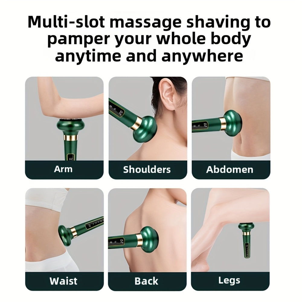 12-darajali elektr vakuumli bankalar massaj qiluvchi, tanani qirqish vositasi, issiq siqish, po'lat sharli rolik va 1800mAh litiy batareyasi bilan.