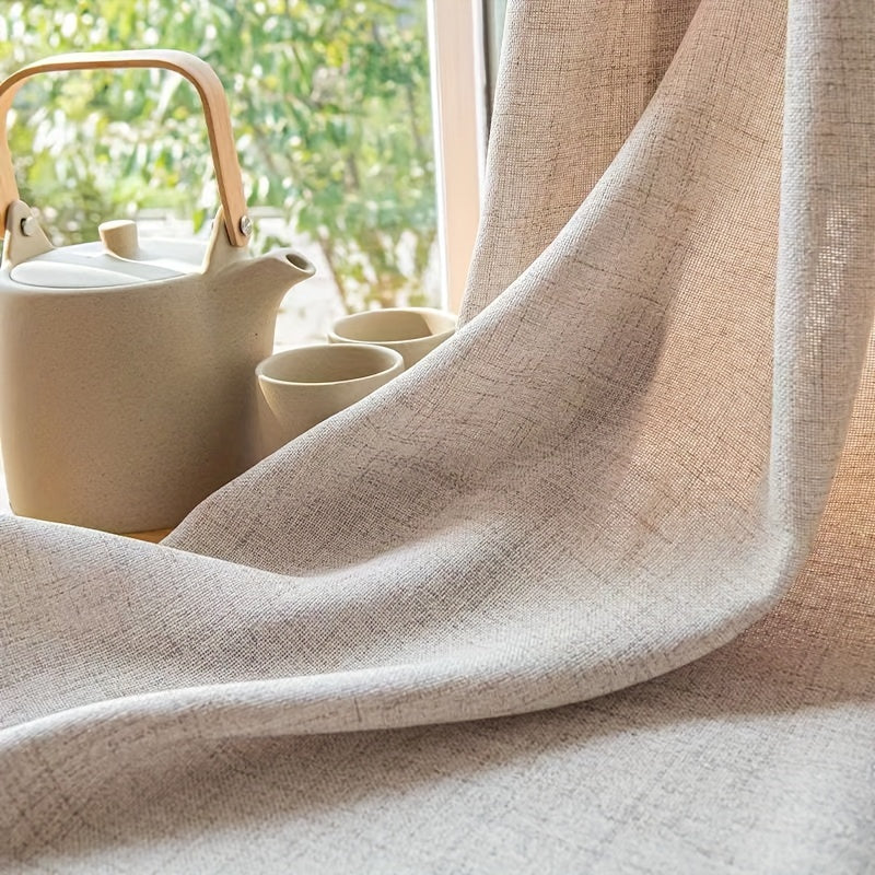 Japanese-Inspired Faux Linen Curtains Thickened Light Blocking Thermal Insulating for Living Rooms Bedrooms