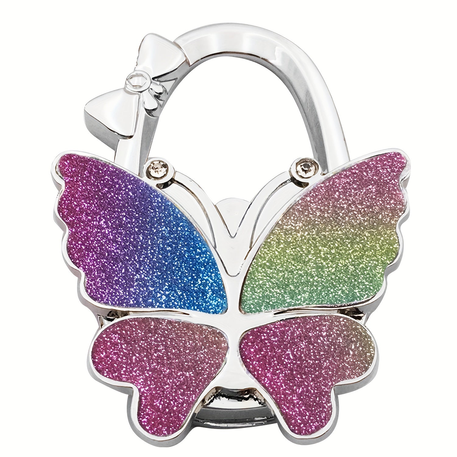 Shiny Butterfly-Shaped Folding Hanging Hook for Handbags and Accessories