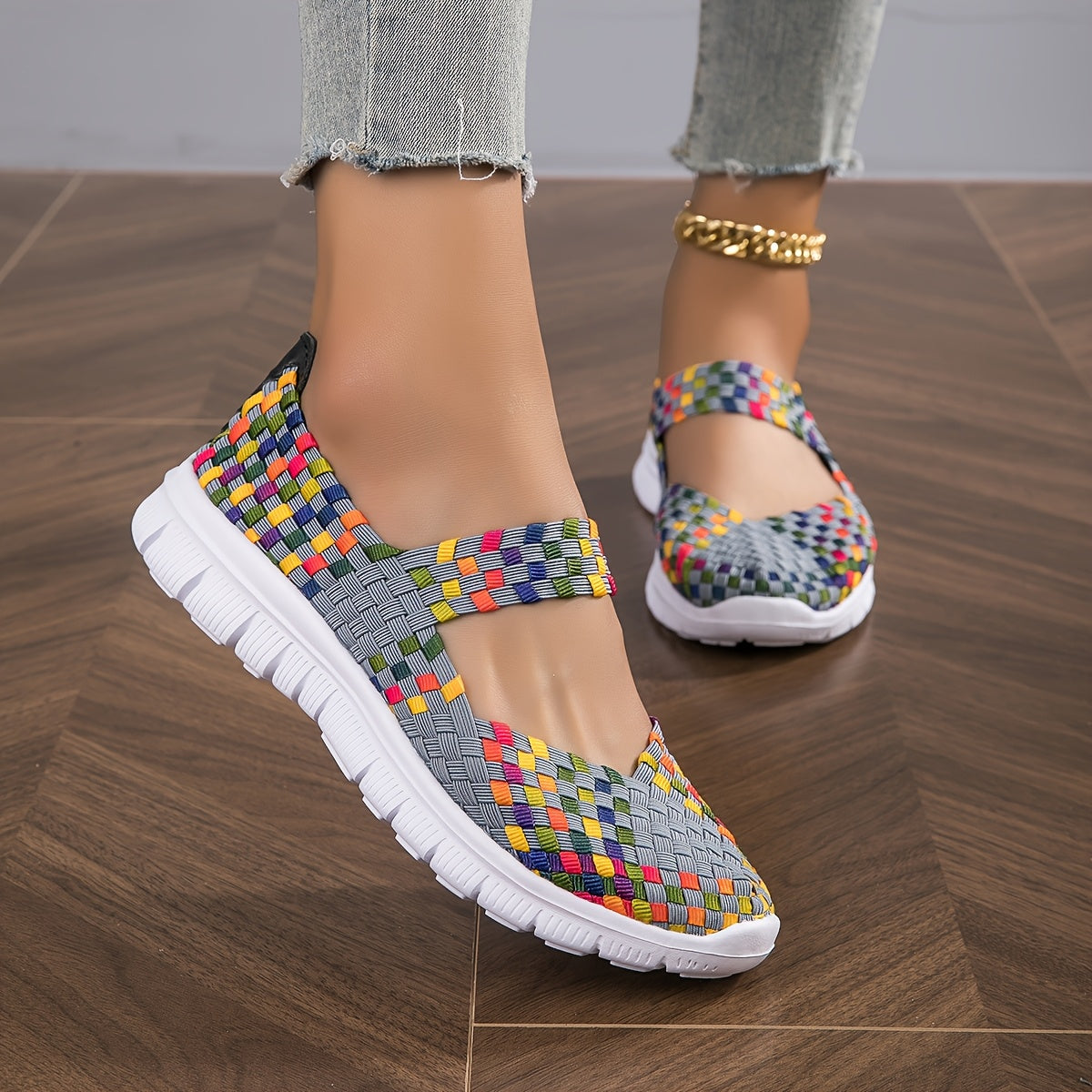 Women's Slip-On Shoes Colorful Beaded Flat Comfort Footwear