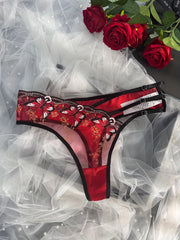 Women's Lace Butterfly Embroidery Asymmetrical Panties Polyester Elastane Low Rise Light Support