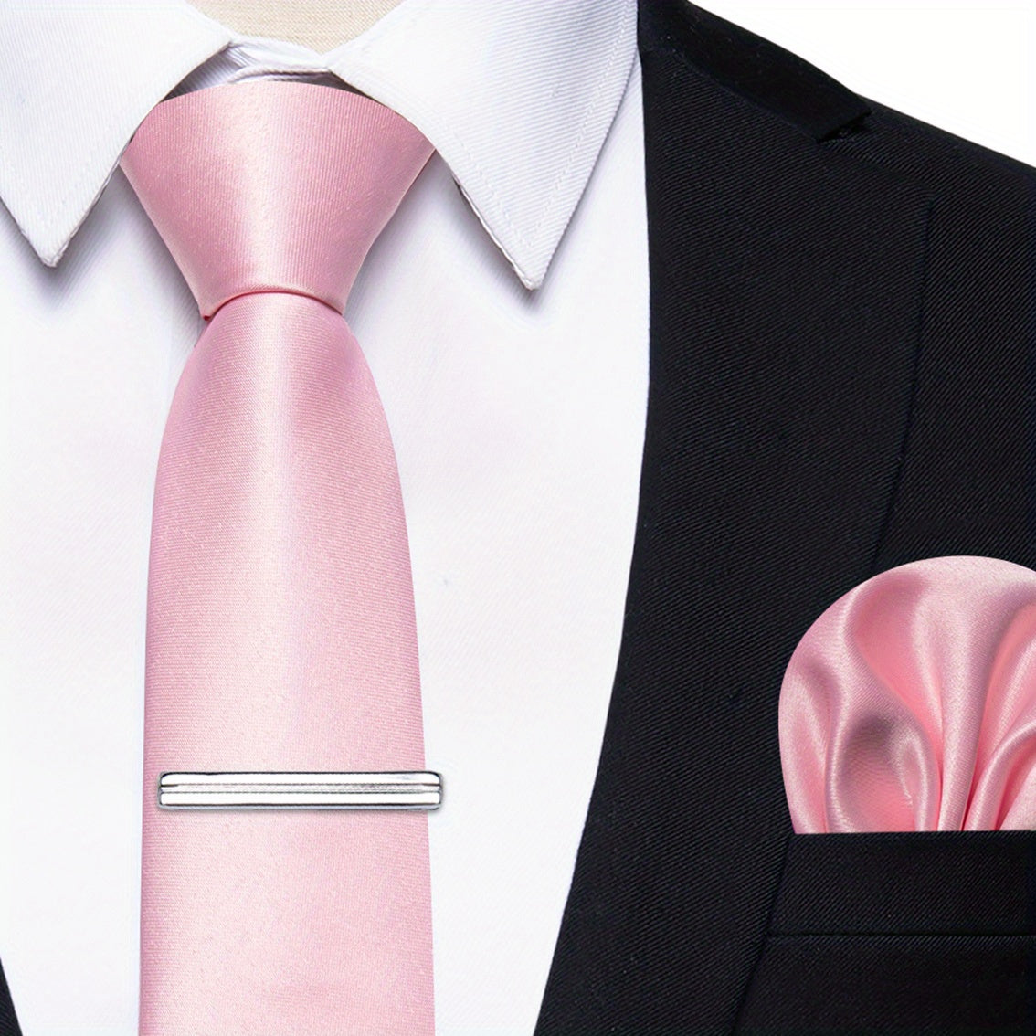 Erkaklar uchun bir rangli galstuk klipi, to'ylar, partiyalar va rasmiy kiyimlar uchun