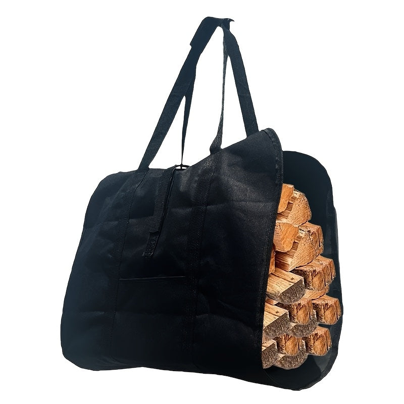 Spacious Firewood Storage Bag with Handles, Durable Outdoor Wood Carrier