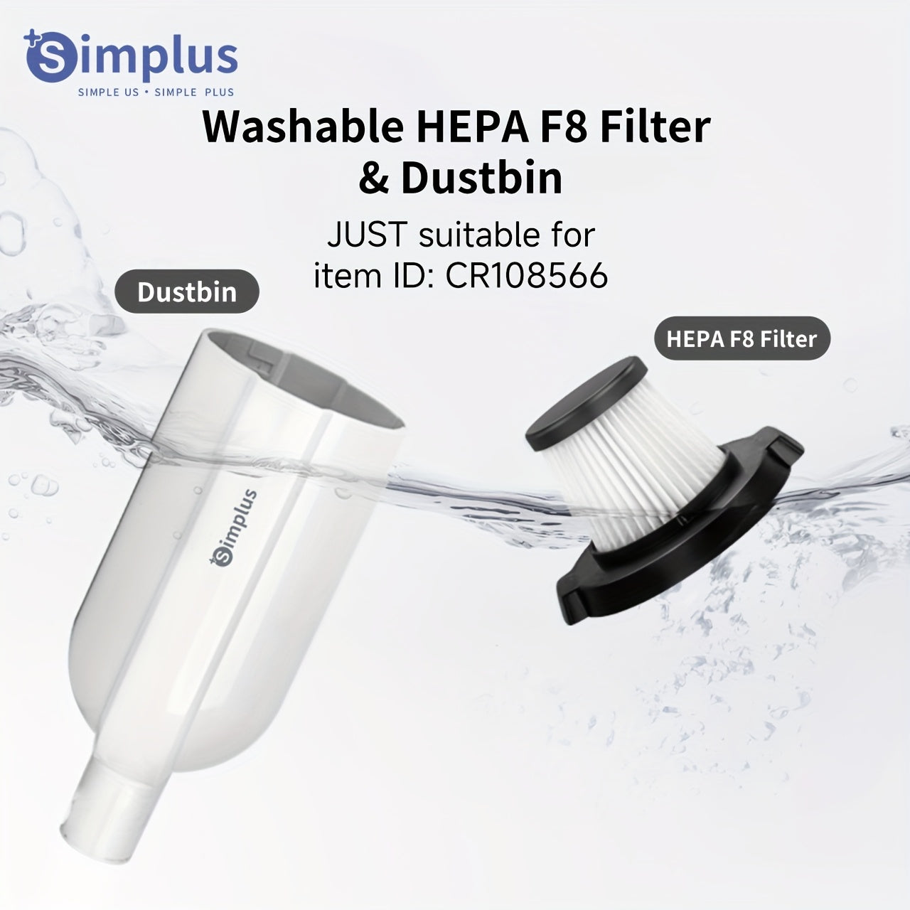 Washable HEPA F8 Vacuum Cleaner Filter for Handheld Dustbin Reusable Plastic