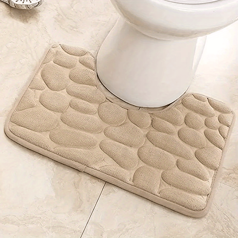 U-Shaped Foam Bath Rug Non-Slip Absorbent Washable Bathroom Decor