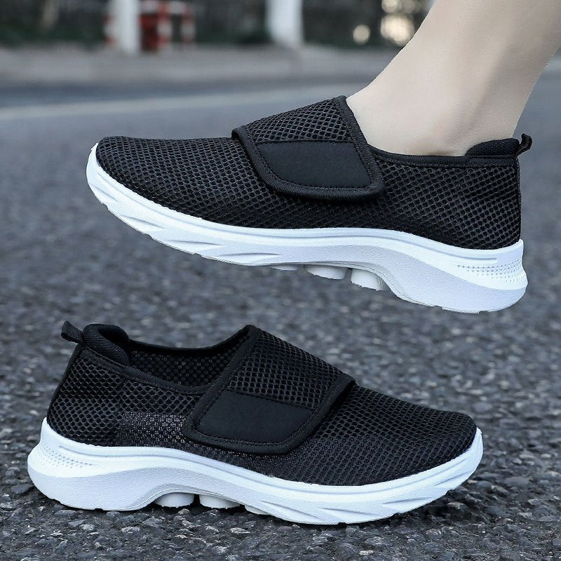 Women Breathable Mesh Slip-On Sneakers Low-Top Casual Shoes Black White