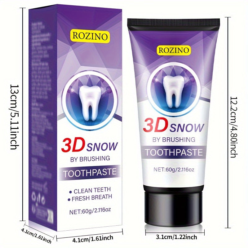 3D Snow Toothpaste Whitening Brightening Freshening Breath Gums Protection 60g