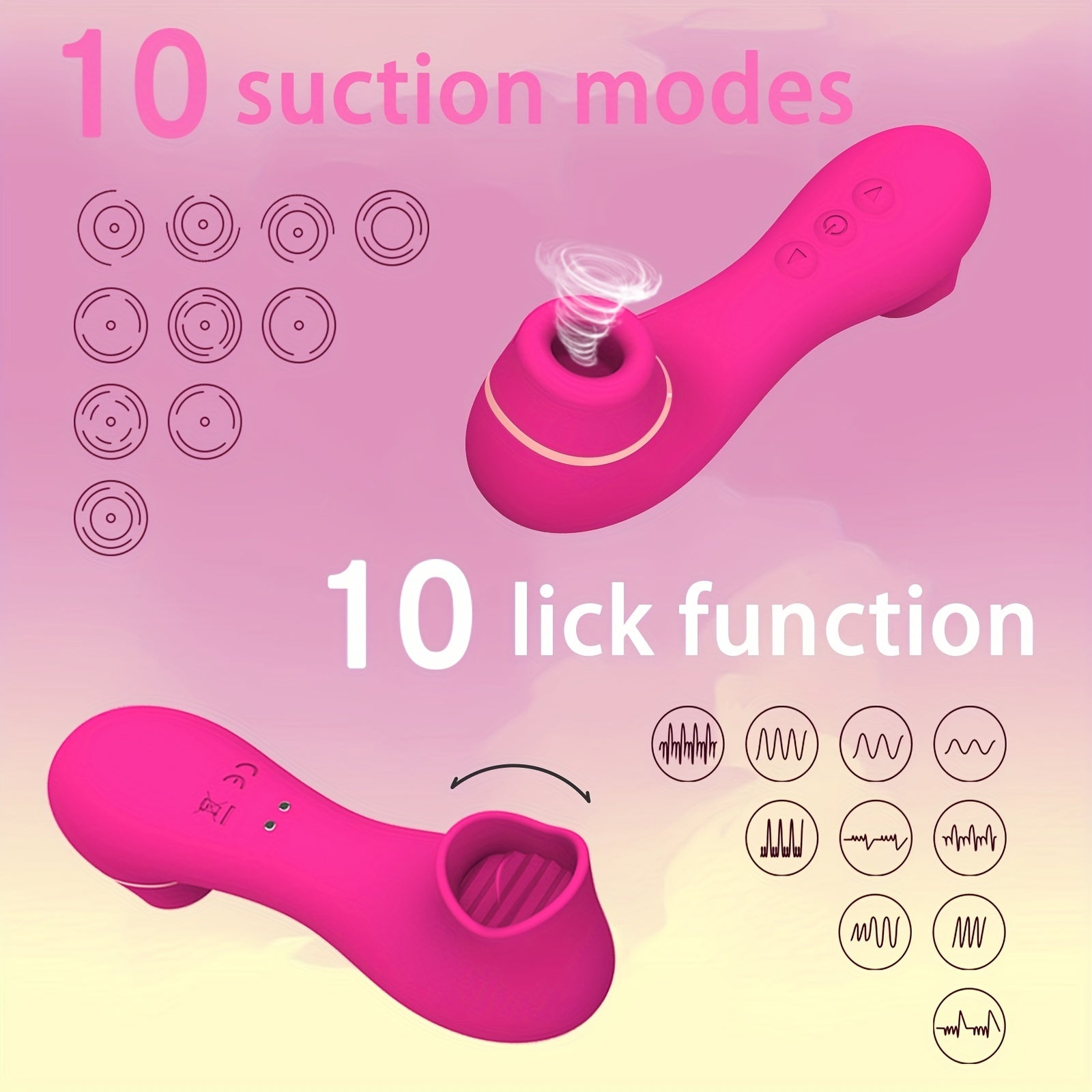 Pink USB Rechargeable Dual Suction Clitoral Stimulator for Women
