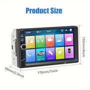 17.78cm Touch Screen Double Din Car Stereo with MP5 Player Wireless Hands-Free Mirror Link USB TF Aux