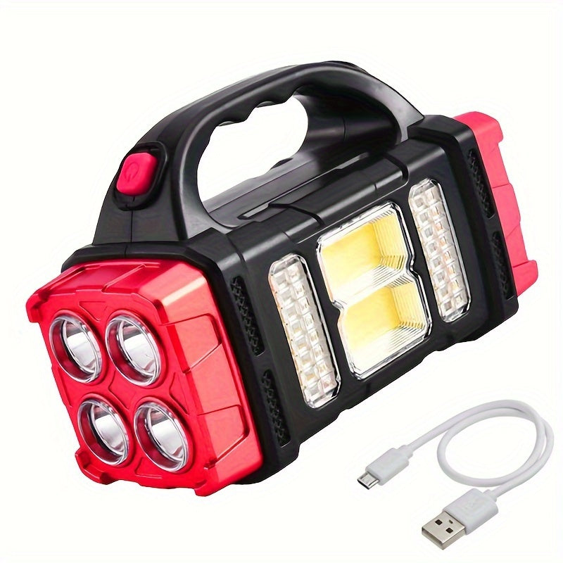 Solar Rechargeable Flashlight Lantern with 1500mAh Battery USB Charging Emergency Light for Camping and Fishing