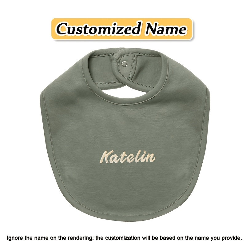 Baby Bib Adjustable Embroidered Name Soft Absorbent Knit for Newborns