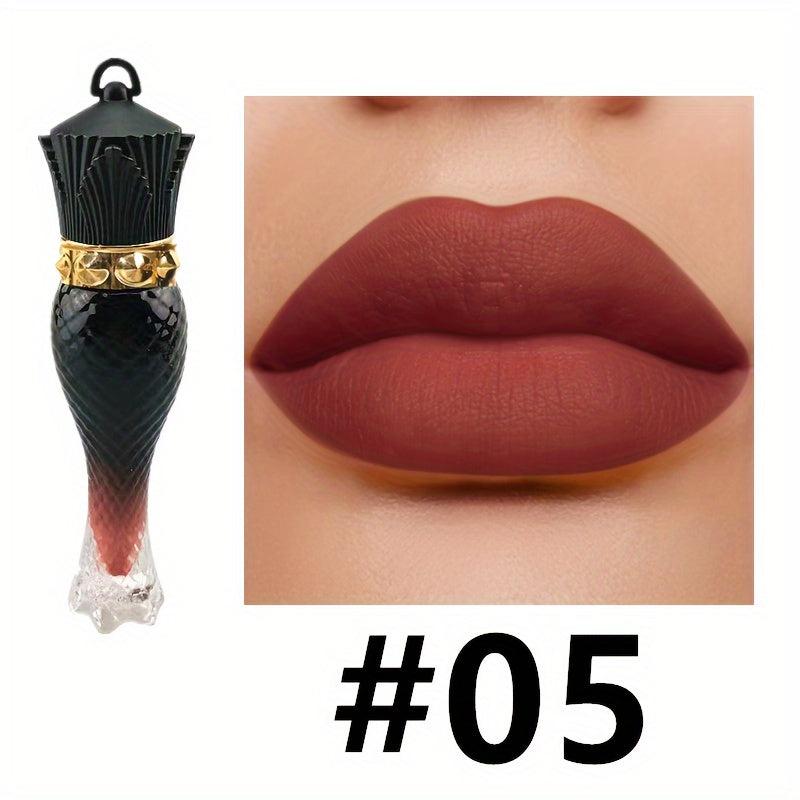 Brillo de labios mate de terciopelo para mujer, tono nude, de larga duración, hidratante, lápiz labial rojo