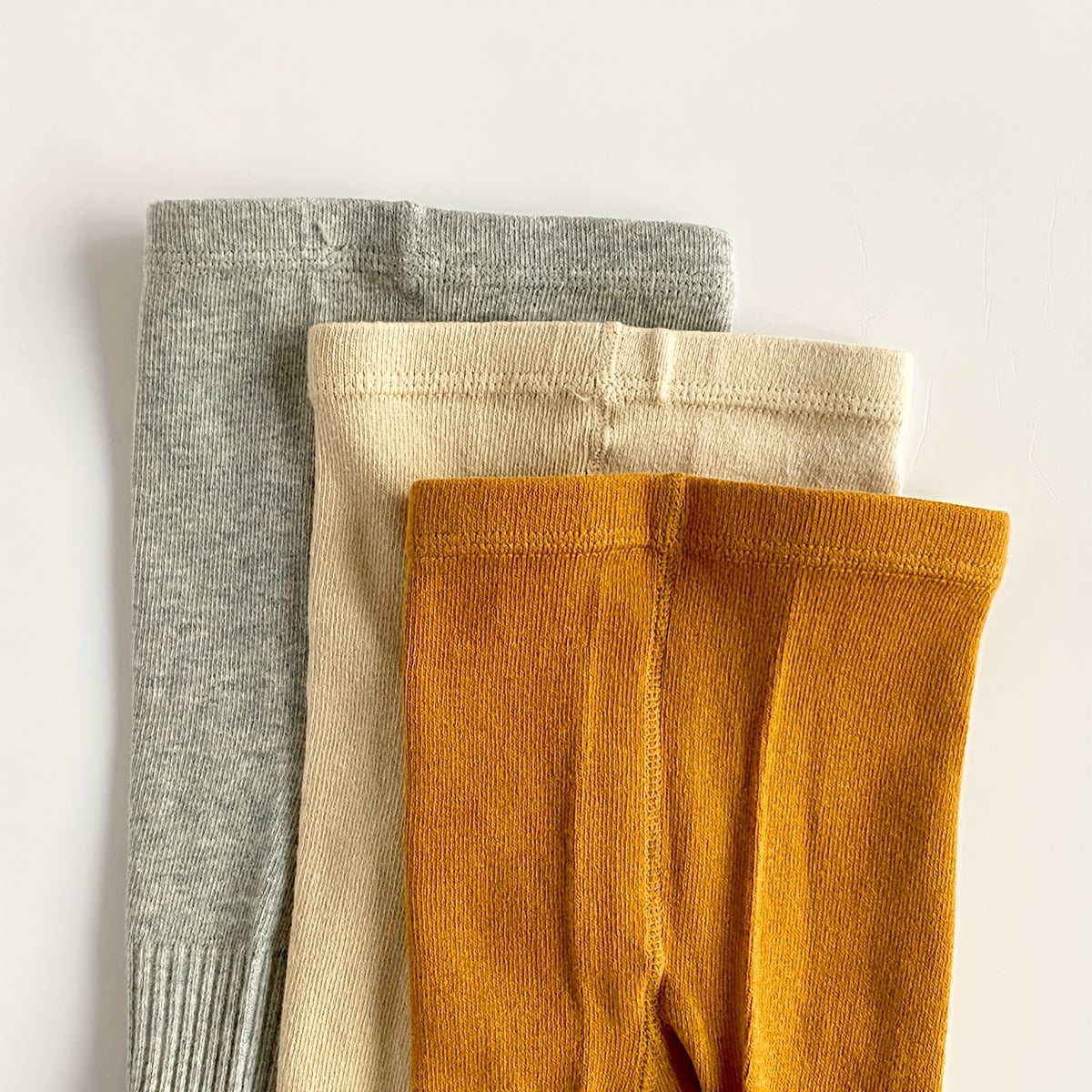 Girls' Socks 3-Pack Breathable Knit Leggings Socks for All-Season in Light Gray Beige Brown