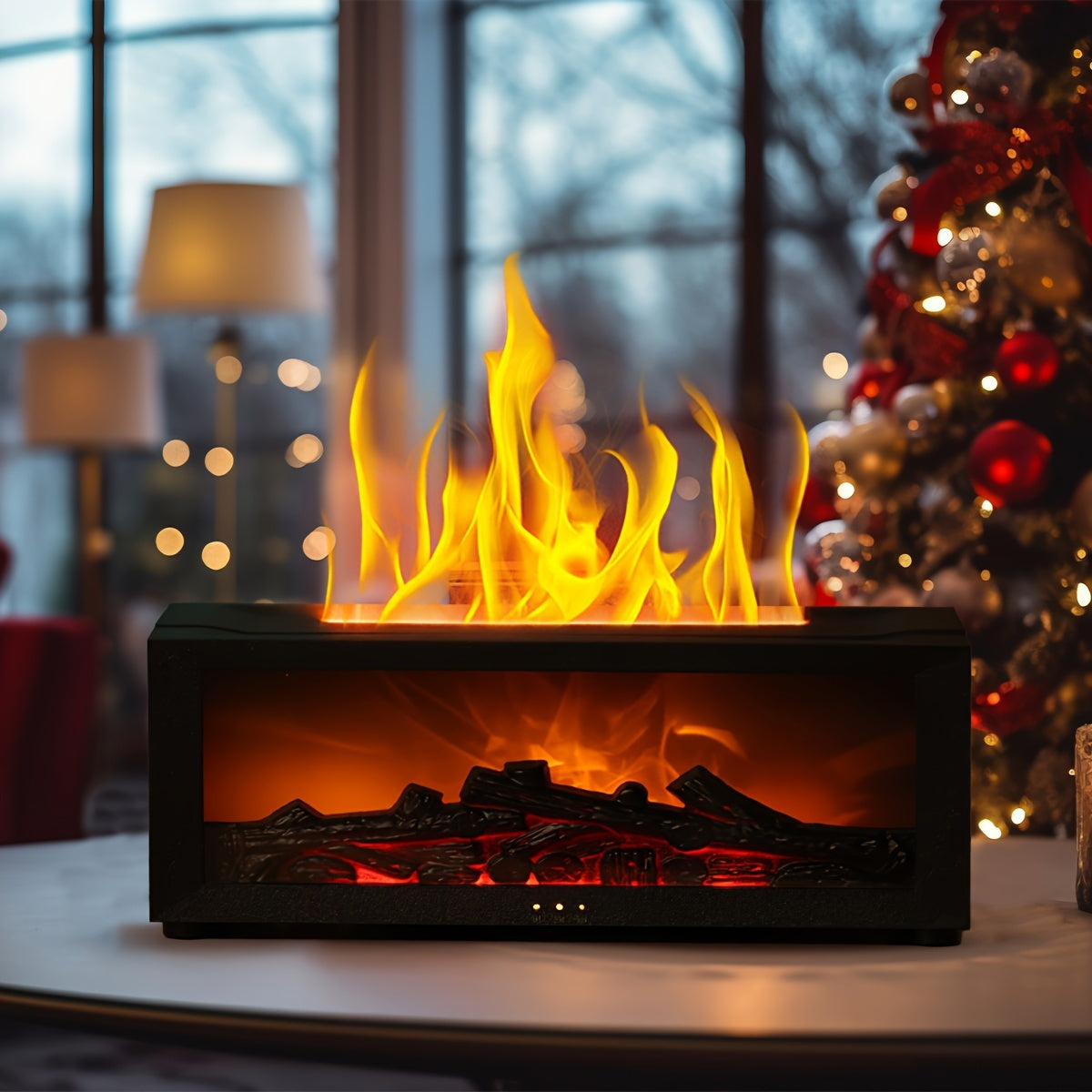Simulated Fireplace with Flame Effect Remote Humidifier Colorful Lights