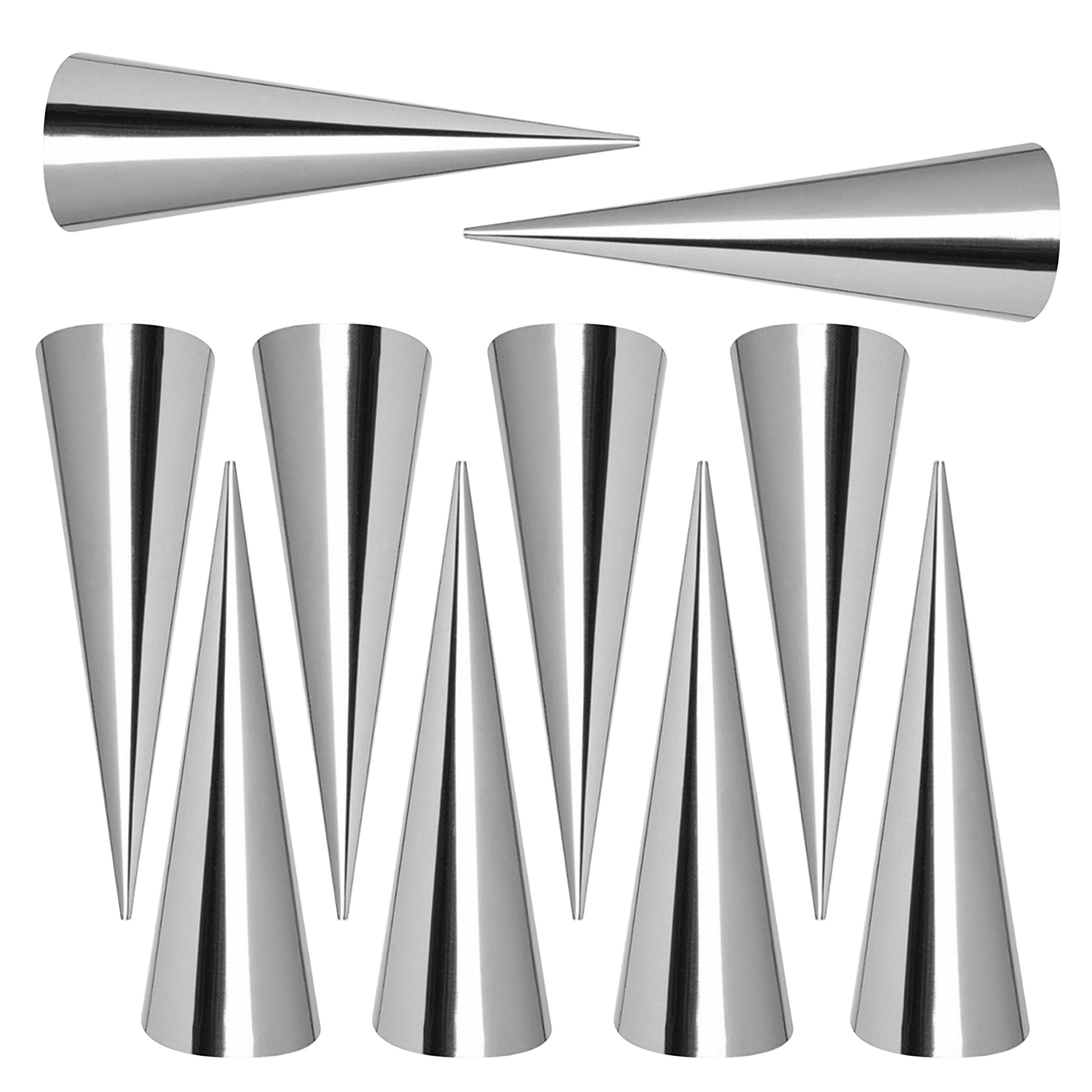Set of 30 Stainless Steel Cone Molds for Croissants Cannolis and Waffle Cones