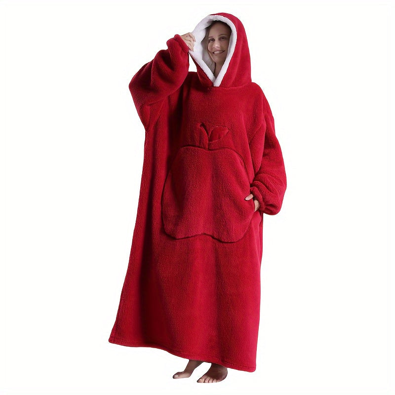 "Fransuzcha ilhomlangan dizayni bilan katta kapüşonli ko'ylak, zamonaviy olma cho'ntagi - kattalar va o'smirlar uchun qulay, issiq to'qilgan polyester tashqi kiyim - faqat qo'l bilan yuvish, aralash meva mavzusi"