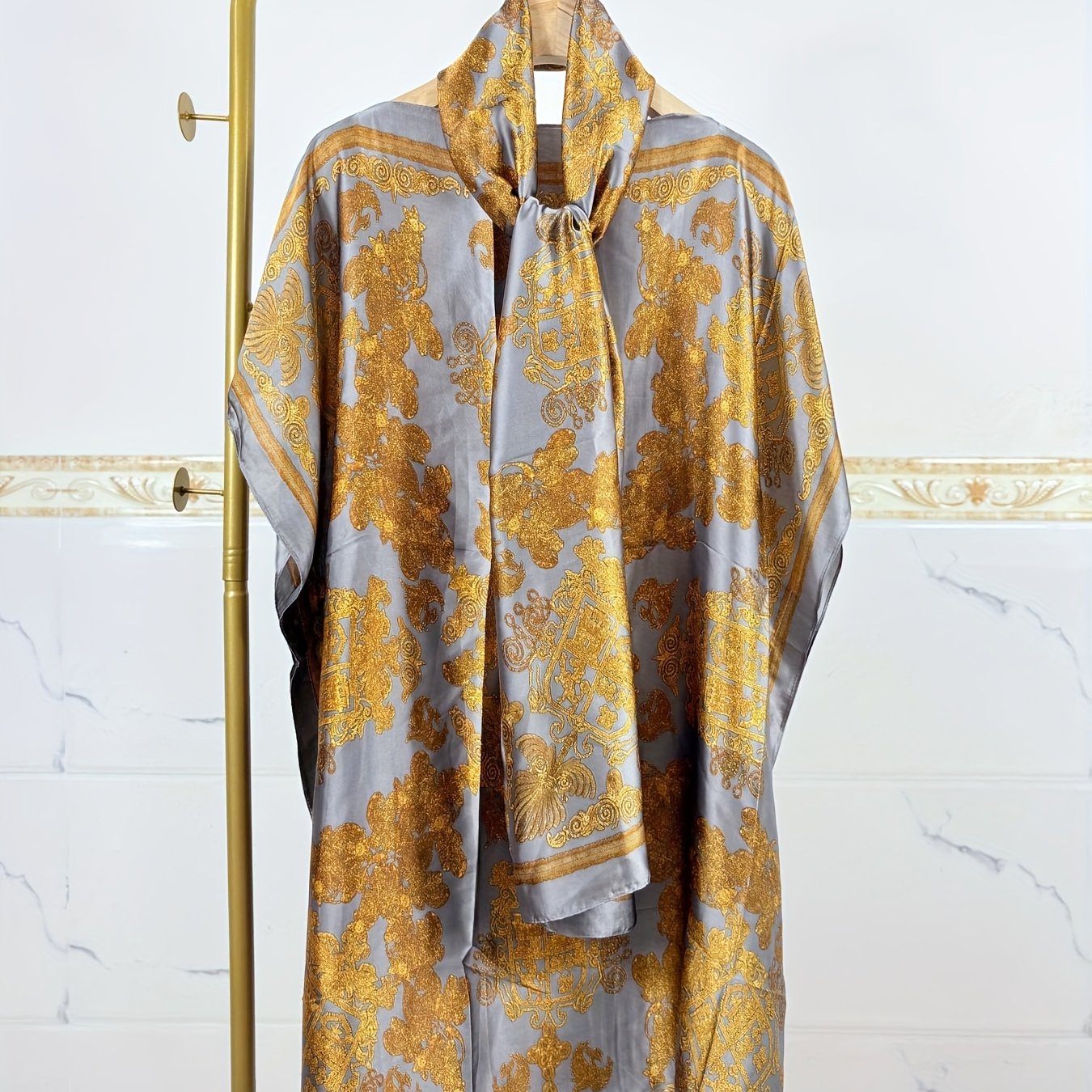 Блузка женская больших размеров с цветочным принтом из полиэстера, с пышными рукавами и свободным кроем, повседневный топ