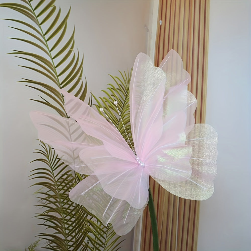 Large Silk Yarn Artificial Butterfly Wall Decor 50cm Freestanding Wedding Room Decoration