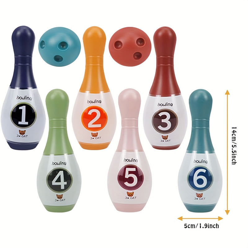 Toddler Bowling Set with 6 Pins and 2 Balls Educational Dinosaur Numbers Indoor Outdoor Play