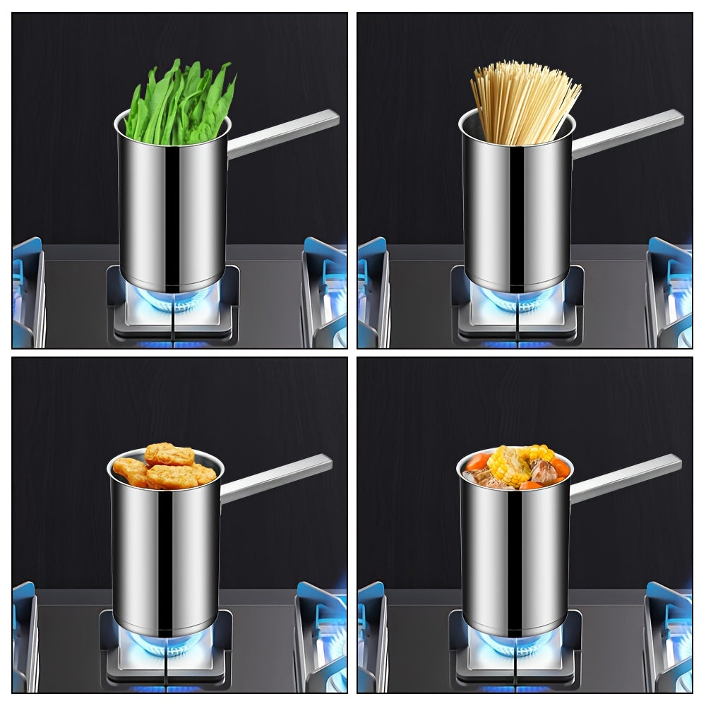 304 Stainless Steel Deep Fryer Pot with Strainer Basket and Foldable Handle