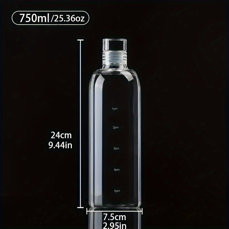 Glass Water Bottle with Time Marker, BPA-Free, 4 Sizes for Outdoor Use