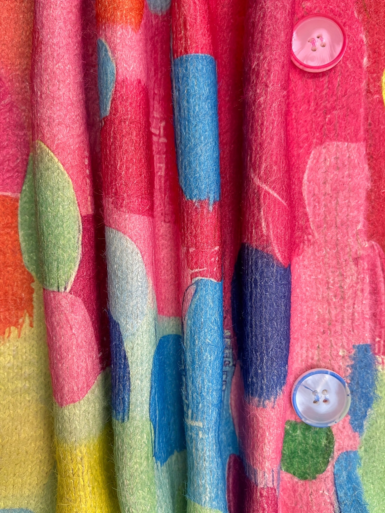 Plus Size Women’s Polyester Knit V-Neck Cardigan with All Over Print