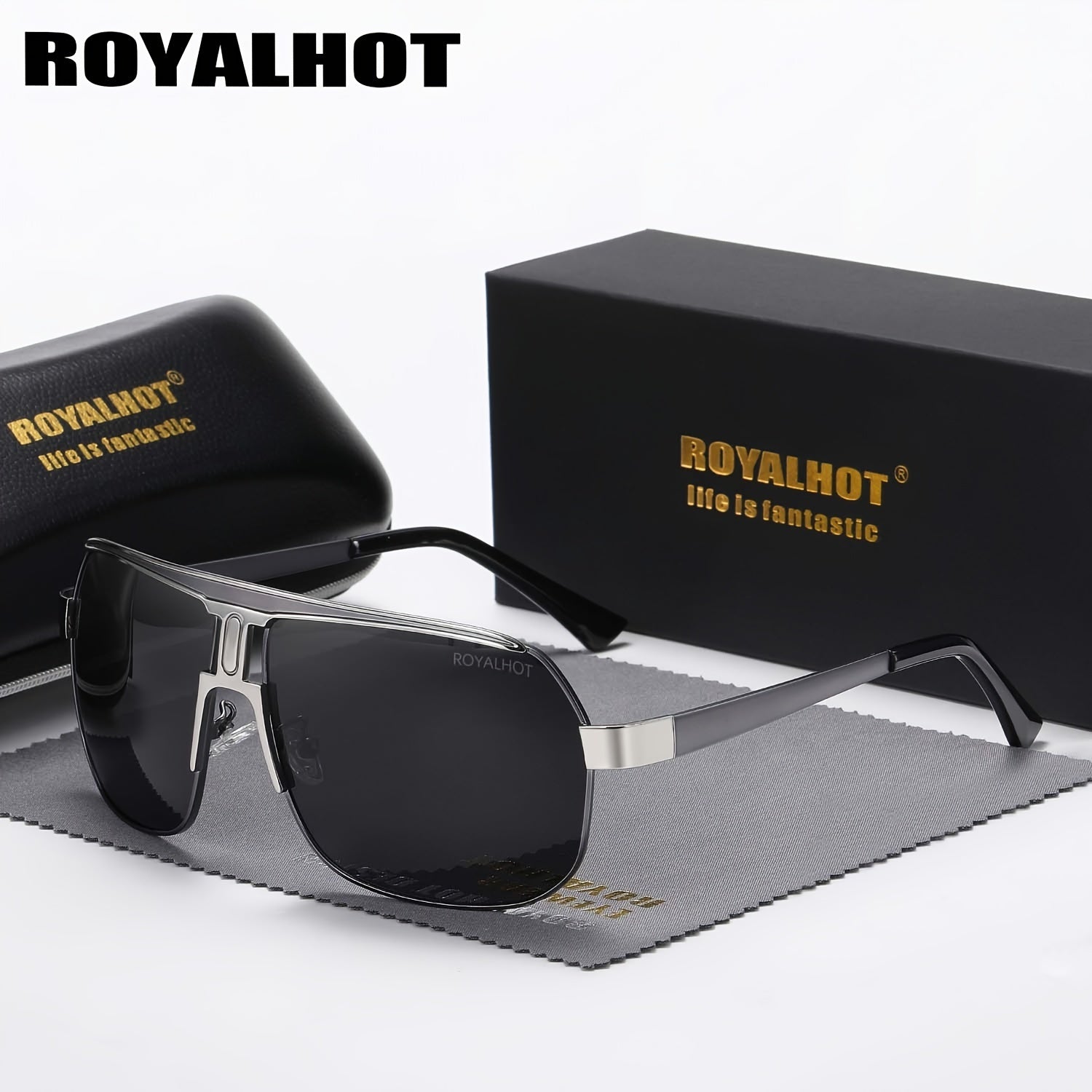 Unisex Metal Polarized Sunglasses Large Frame for Driving and Gifts