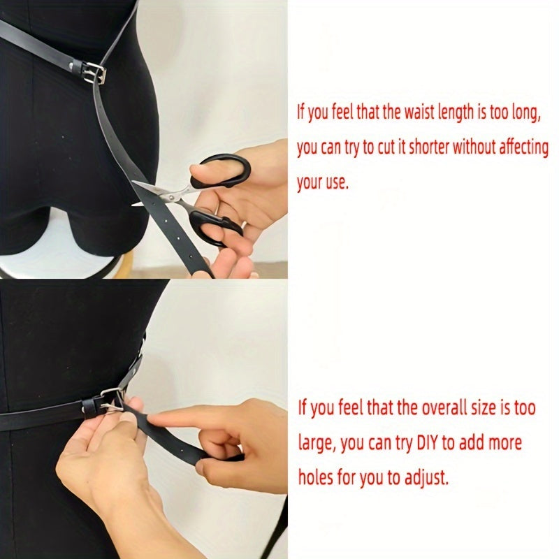 Women's Gothic Chain Belt with Tassels and Hollow PU Leather Chest Cage Bra