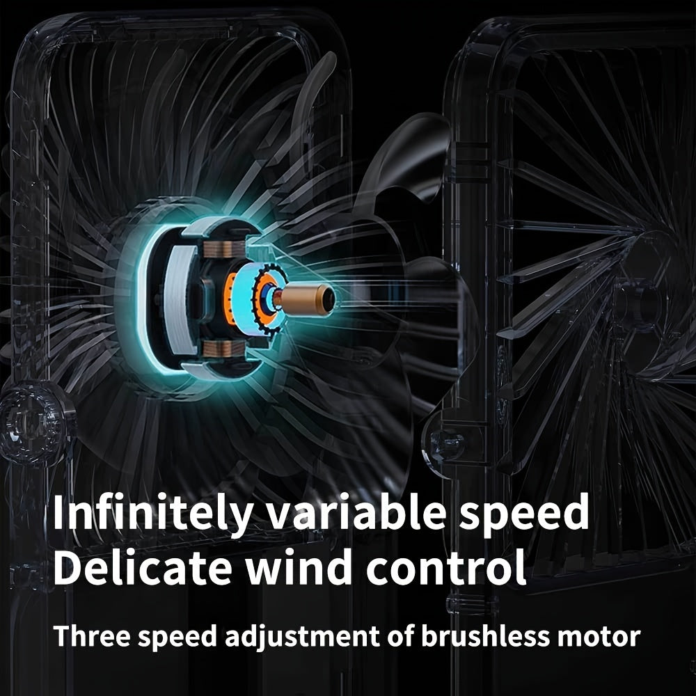 Battery-Powered Small Desk Fan with 360° Adjustable Angle, 3 Speed Settings