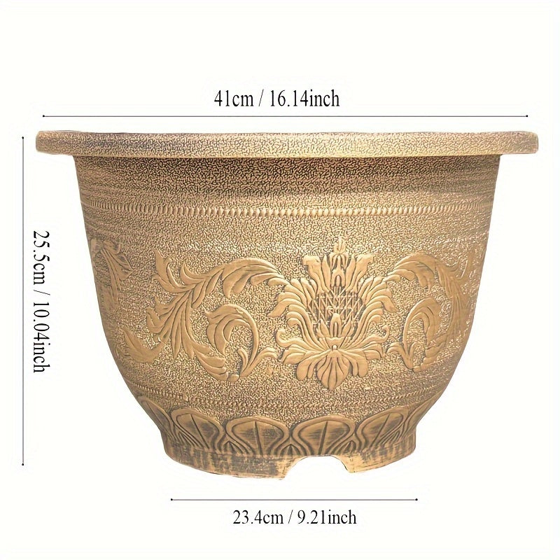European Resin Flower Pot Antique Bronze Floor Mount Indoor Outdoor 40.64cm
