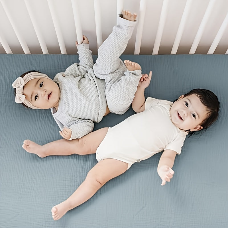 Muslin Fitted Crib Sheet 100% Cotton Breathable Softness for Standard Mattress