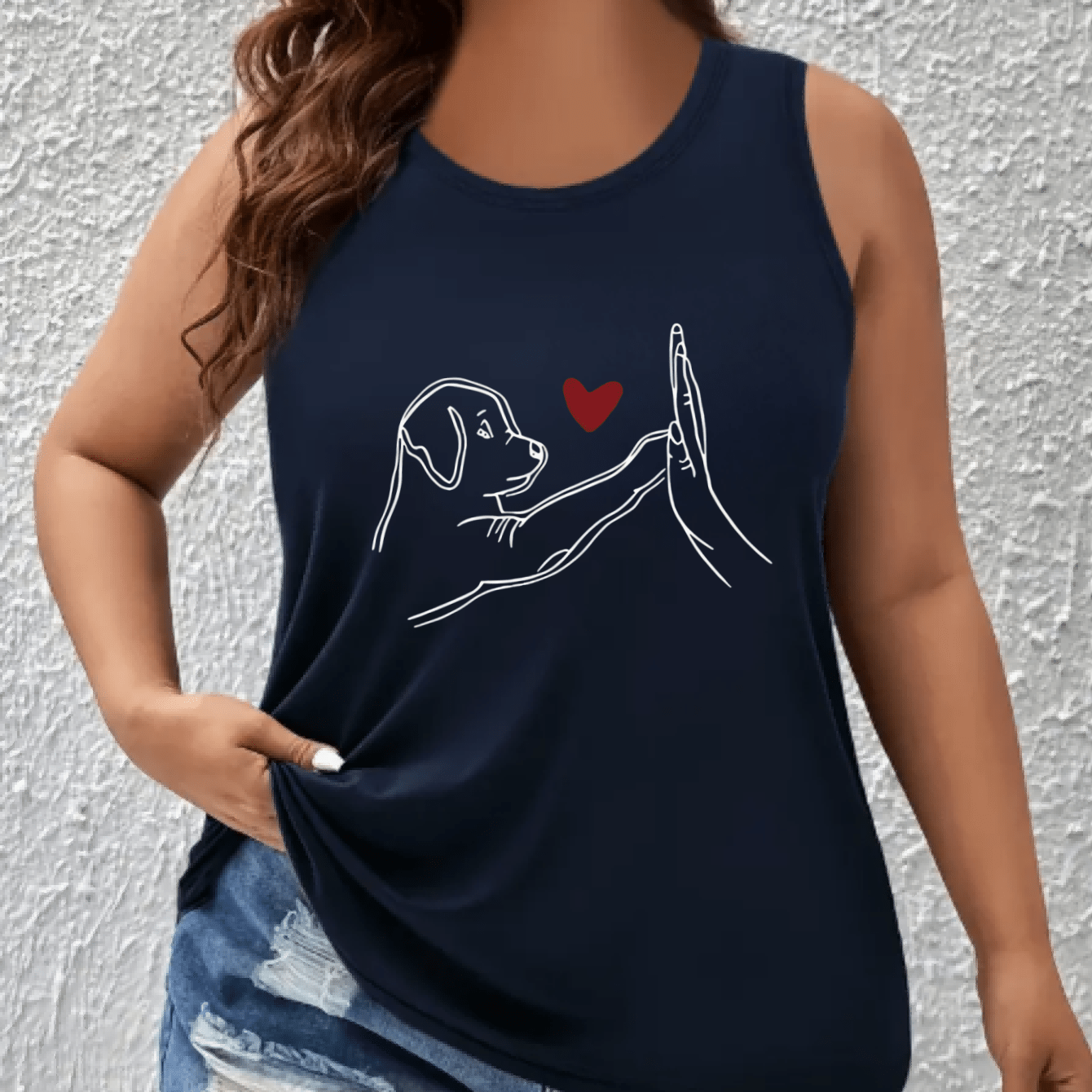 Women's Plus Size Sleeveless Tank Top Breathable Cotton Casual Dog Design