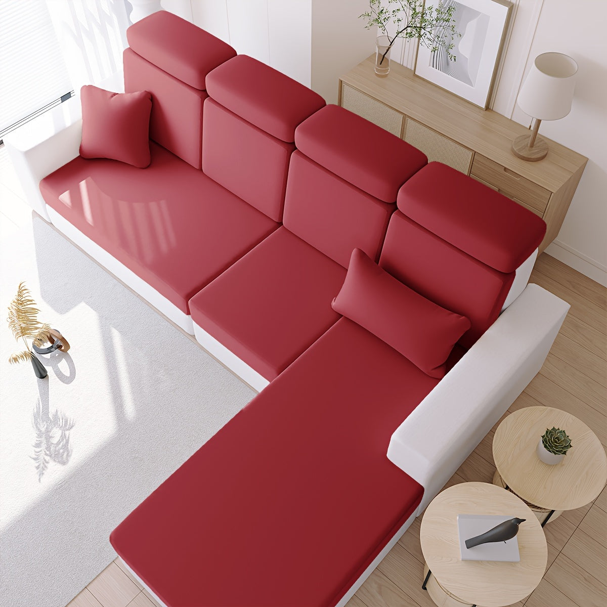 Однотонный эластичный чехол для подушки, устойчивый к загрязнениям.