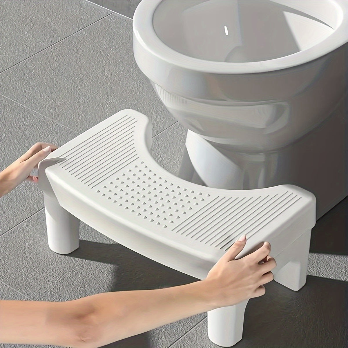 Portable Plastic Toilet Folding Foot Stool with Anti-Slip Mat
