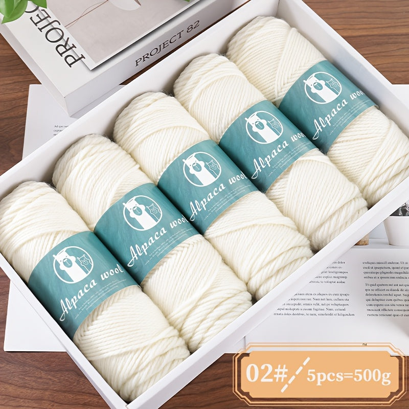5-Pack Multicolor Alpaca Wool Yarn 500g Thick-Thin Self-Striping and Ombre