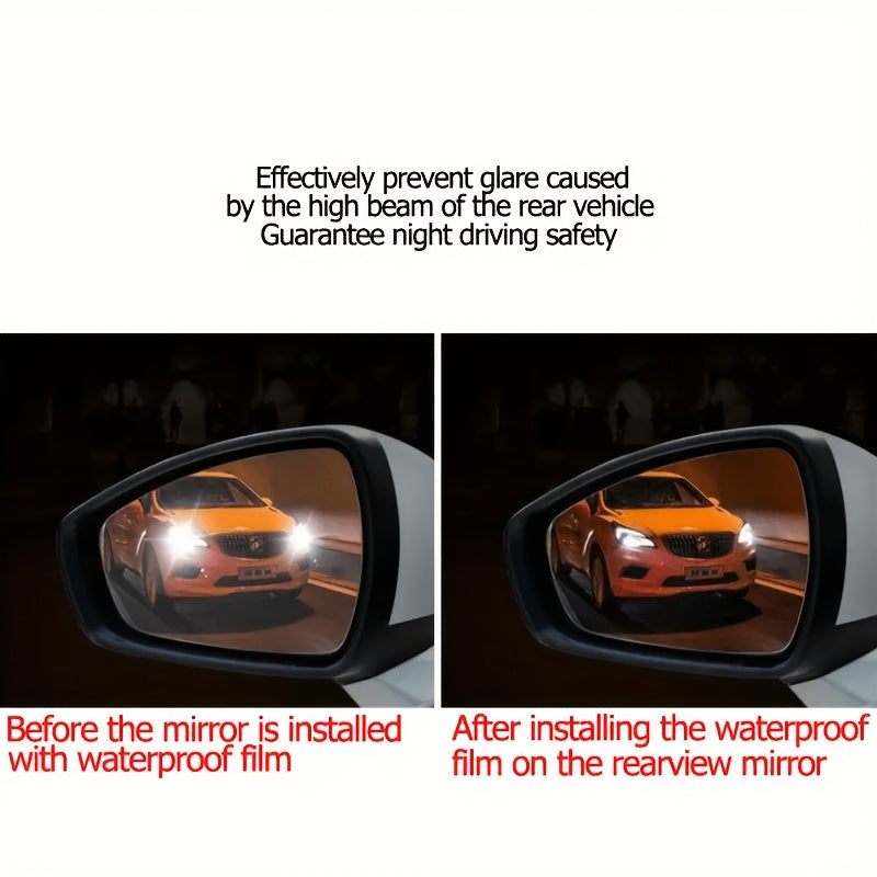 Waterproof Transparent PET Car Rearview Mirror Film Set of 2 Anti-Fog Rain Protector Stickers