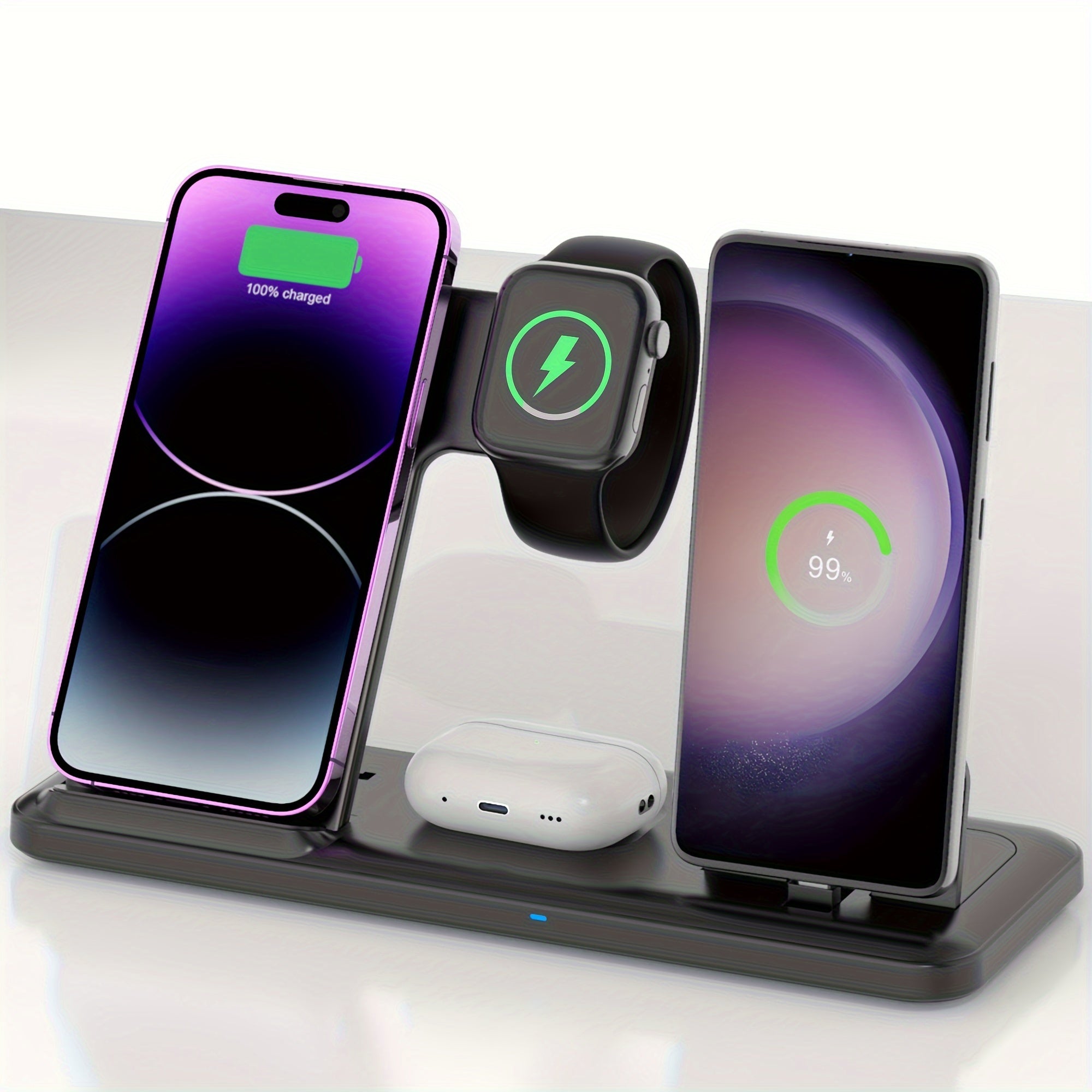4-in-1 Wireless Charging Station for Samsung Galaxy iPhone iWatch AirPods Fast Charging USB Type-C