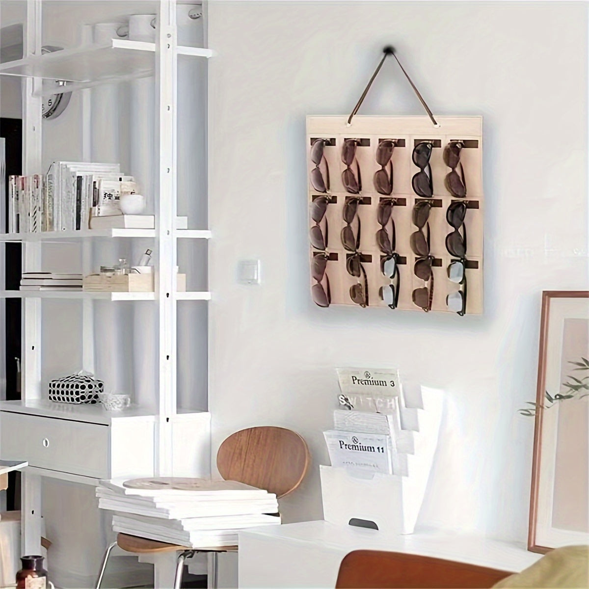 Foldable Felt Wall Organizer for Glasses Holds Up to 15 Pairs Storage Door Hanging