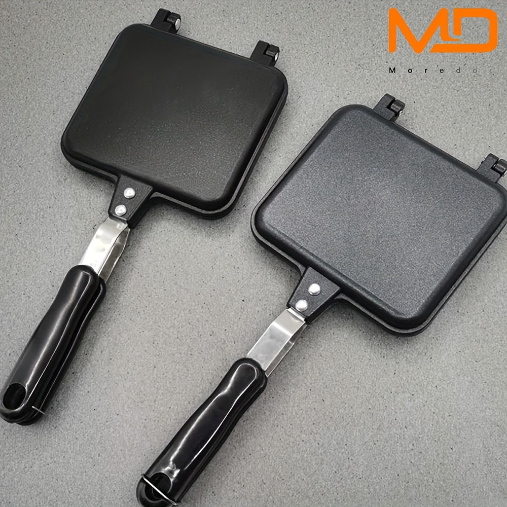 MOREDO Non-Stick Sandwich Maker: Qayrilgan pishloq va omletlar uchun ikki tomonlama pan. Ko‘p maqsadli, bardoshli va sayohatga qulay, uy oshxonasida yoki ochiq havoda foydalanish uchun.