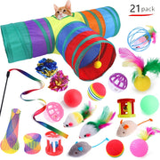 Kit de juguetes para gatos, conjunto para gatitos con túneles plegables de 3 vías y juguete de plumas de poliéster