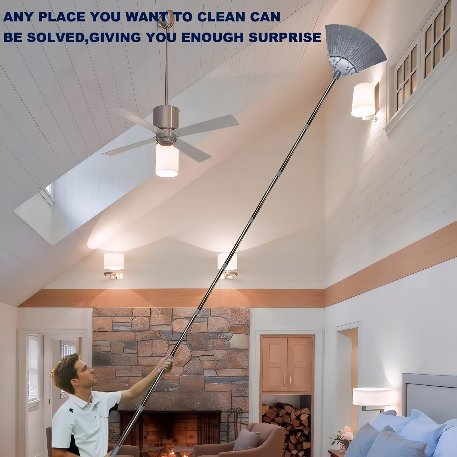20-Foot Extendable Duster Set with Microfiber Brush for Ceiling Fans and Furniture