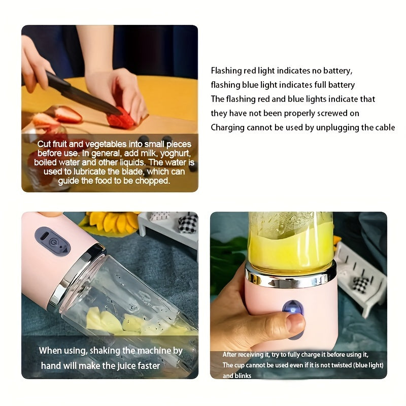 Portativ Elektrik Suyu Qaynatgich Blenderi 6 Pichoq bilan USB bilan quvvatlanadigan kichik oziq-ovqat protsessori