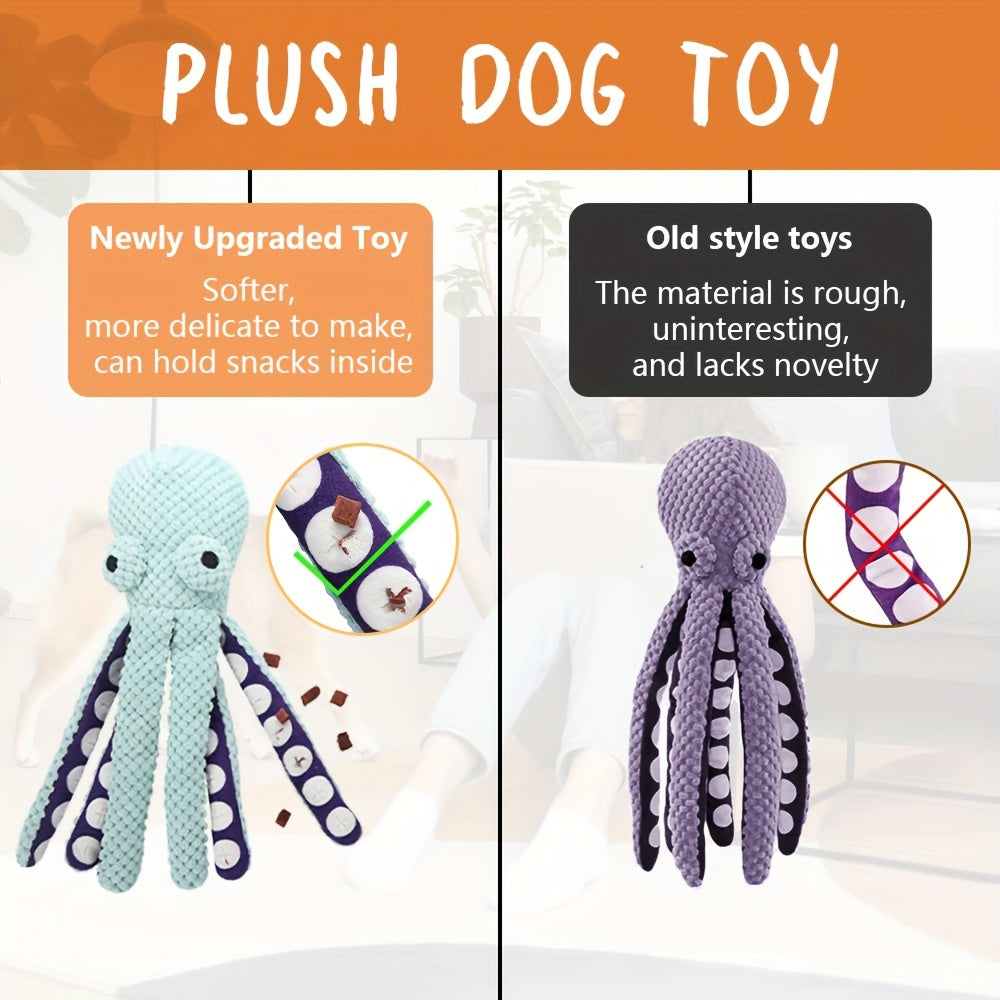 Interactive Plush Octopus Dog Toy No Batteries Squeak for All Breeds