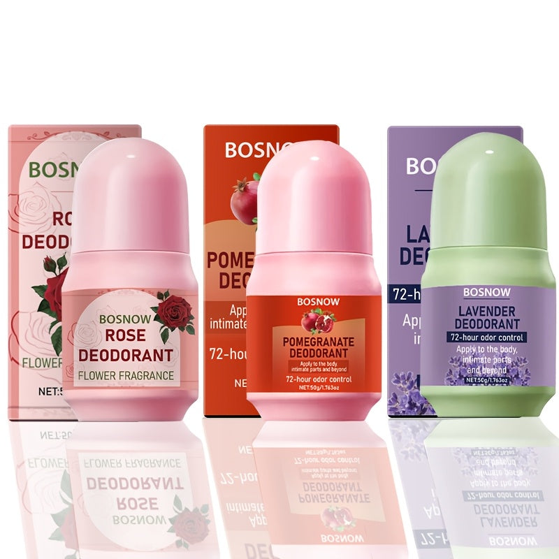 Unisex Deodorant Set with Rose Pomegranate Lavender Natural Fragrance Moisturizing
